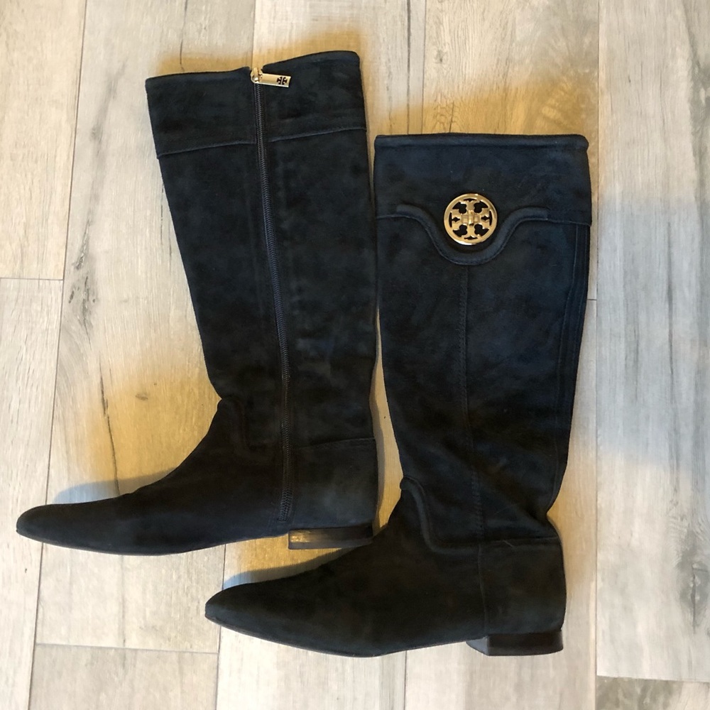 Tory Burch Black Suede Riding Boot